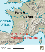 Situation de la réserve naturelle régionale de Mahistre et Musette (Gard)