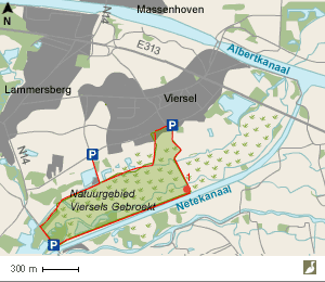 Carte de la réserve naturelle de Viersels Gebroekt (Belgique)