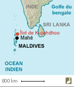 Situation de l'îlot de Kurehdhoo, dans l'atoll de Lhaviyani (Maldives)