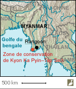 Situation de la zone de conservation de Kyon Ka Pyin - Tap Seik (Myanmar)