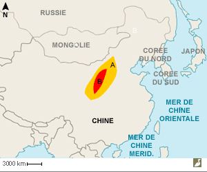 Aires de répartition historique et actuelle du Hokki brun (Crossoptilon mantchuricum)