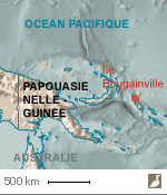 Situation de l'île Bougainville (Papouasie-Nouvelle-Guinée), dans l'archipel des Salomon