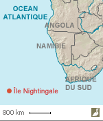 Situation de l'île Nightingale, qui fait partie de l’archipel Tristan da Cunha (Grande-Bretagne)