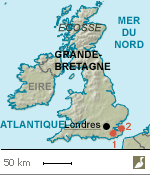 Situation des gravières de New Hythe (Grande-Bretagne)