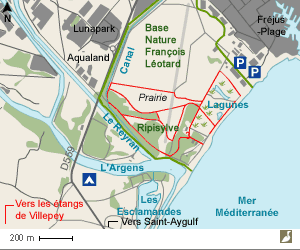 Carte de la base nature François Léotard à Fréjus (Var)